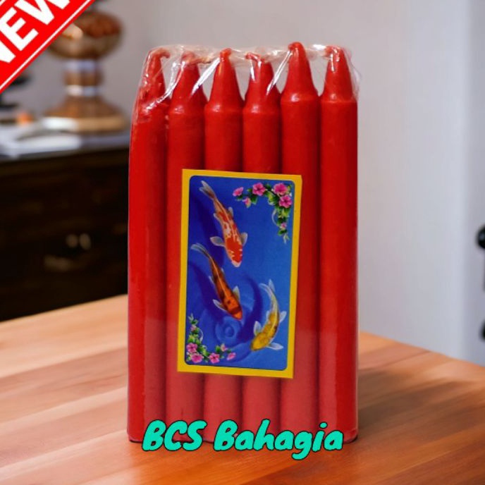 Cepat lilin merah sembahyang isi 12 batang ukuran  lilin sembahyang  lilin merah  lilin puja  lilin 