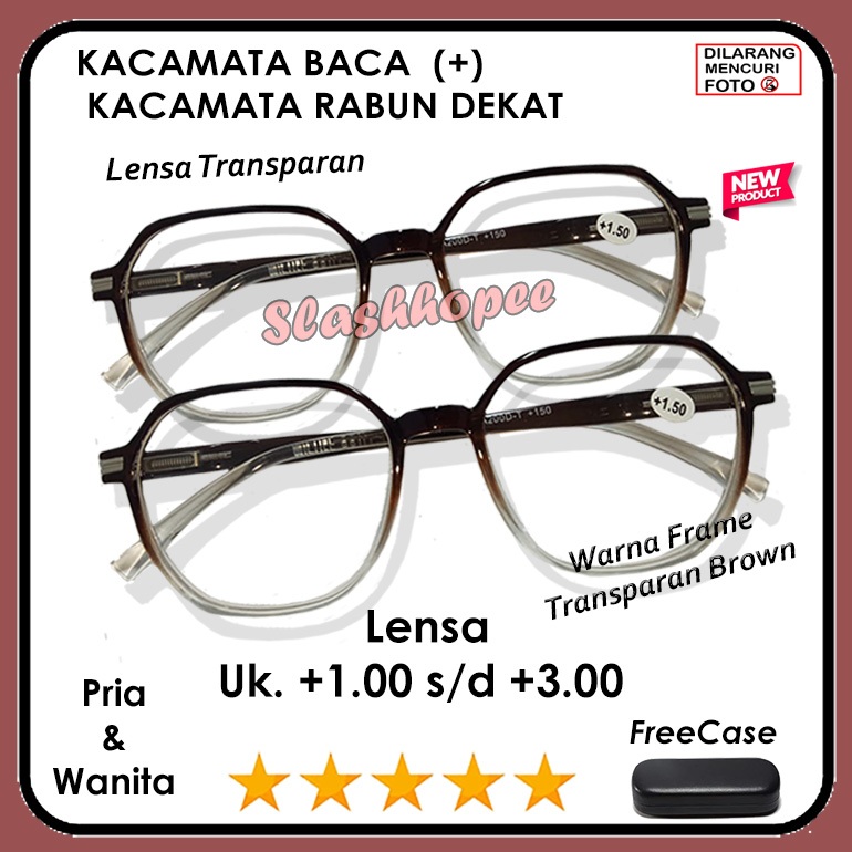 Kacamata baca plus (+) kacamata baca untuk jarak dekat pria dan wanita +1.00 sampai +3.00 Frame Mika