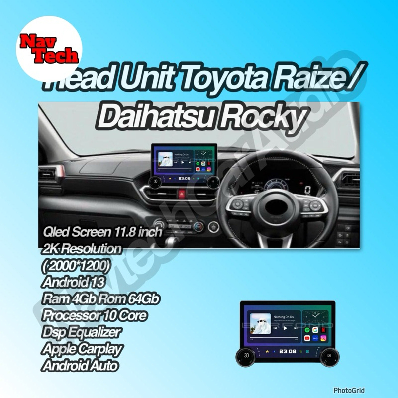 Head unit android 11.5inch Toyota Raize/Daihatsu Rocky Qled Screen 2K Resolution
