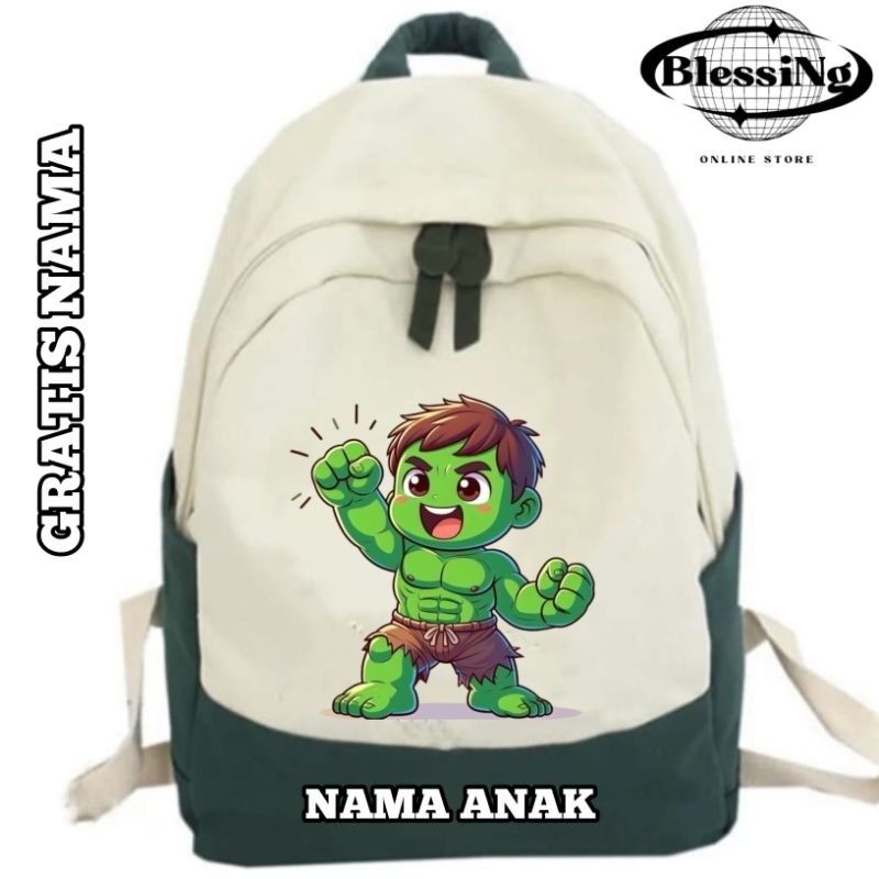Blessing - Tas Ransel Anak Laki-laki Lucu dan Gemes Gambar Hulk Terbaru Sekolah Paud TK SD Terlaris