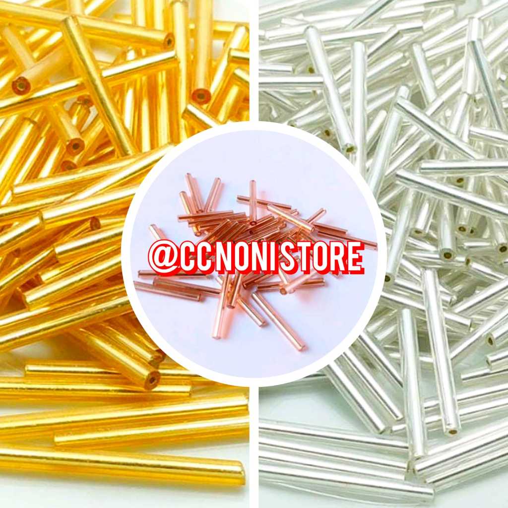 payet bambu panjang manik manik mote jepang ukuran 2,5cm per lusin