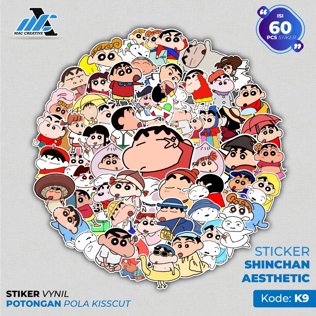 

[ MAC ] 60 PCS STICKER SHINCHAN LUCU AESTHETIC ANTI AIR UNTUK LAPTOP CASE TUMBLER KOPER HP - K9