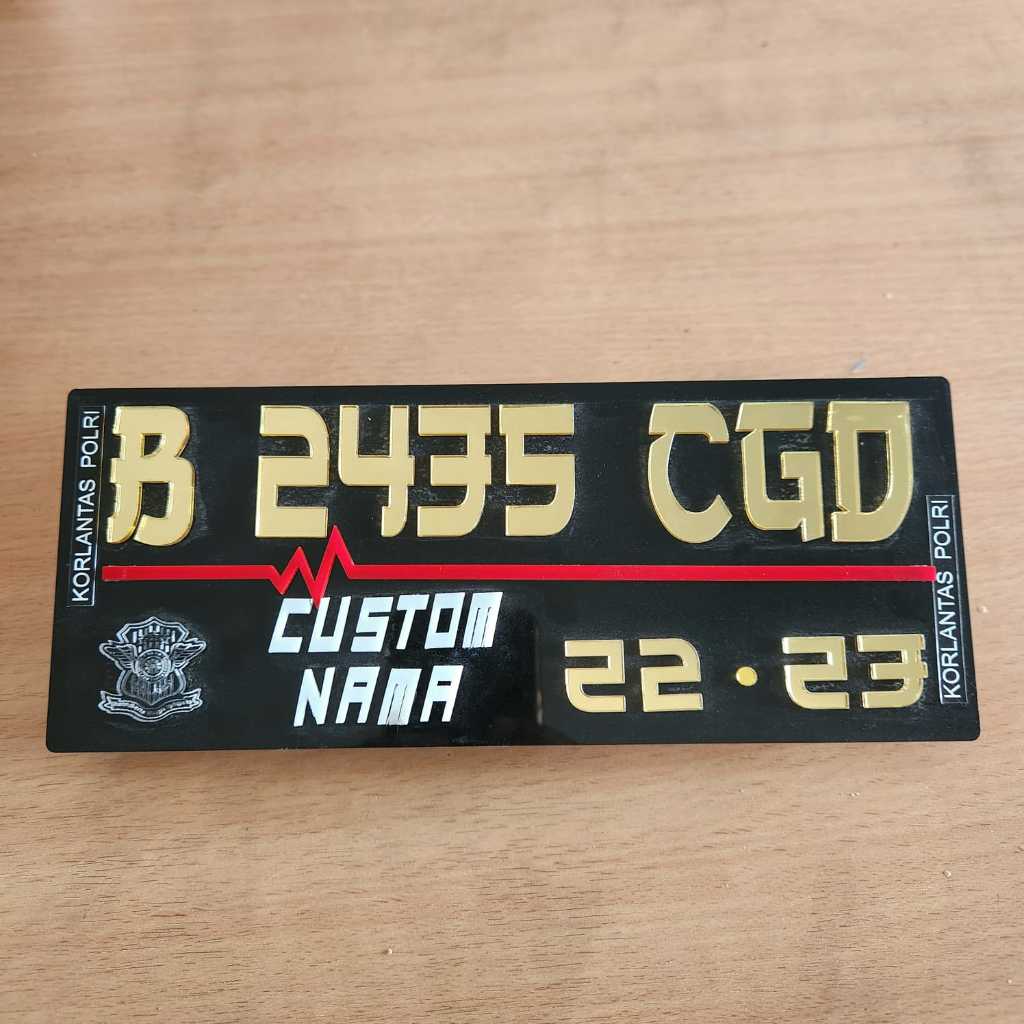 RAC  Plat Nomor Timbul Akrilik Motor Baut Tanam / Plat Nomor angka chrome gold Variasi font jepang /