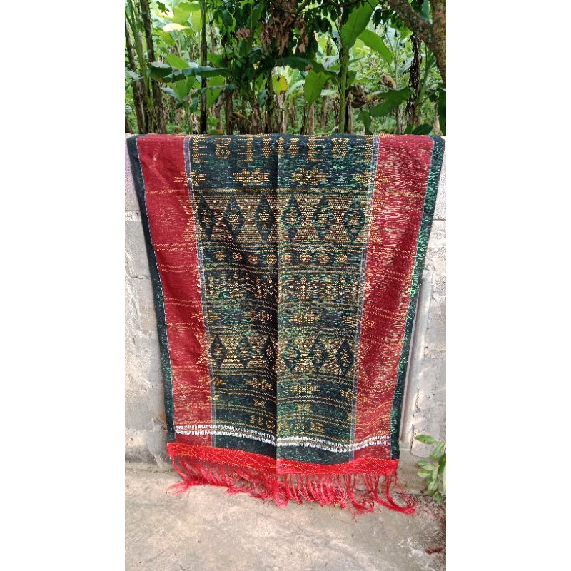 75x200cm Ulos Sadum Angkola Toba Merah Hijau Ulos Tulang Sihunti Ampang