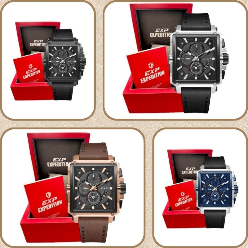 Jam Tangan Pria Expedition 6618 E6618 EXP 6618 Tali Kulit