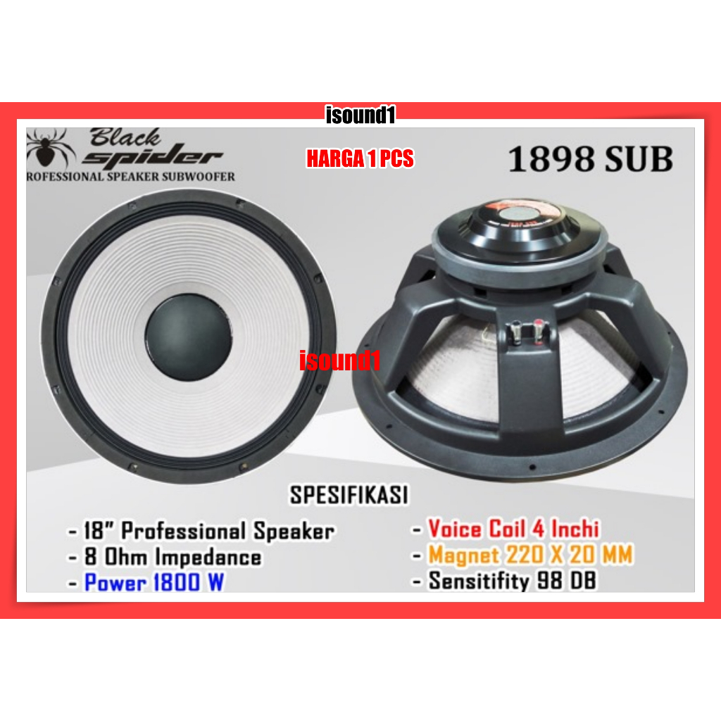 Speaker SUBWOFER 18 inch Blackspider BS1898 SUB Black Spider Type BS 1898 MK II ORIGINAL