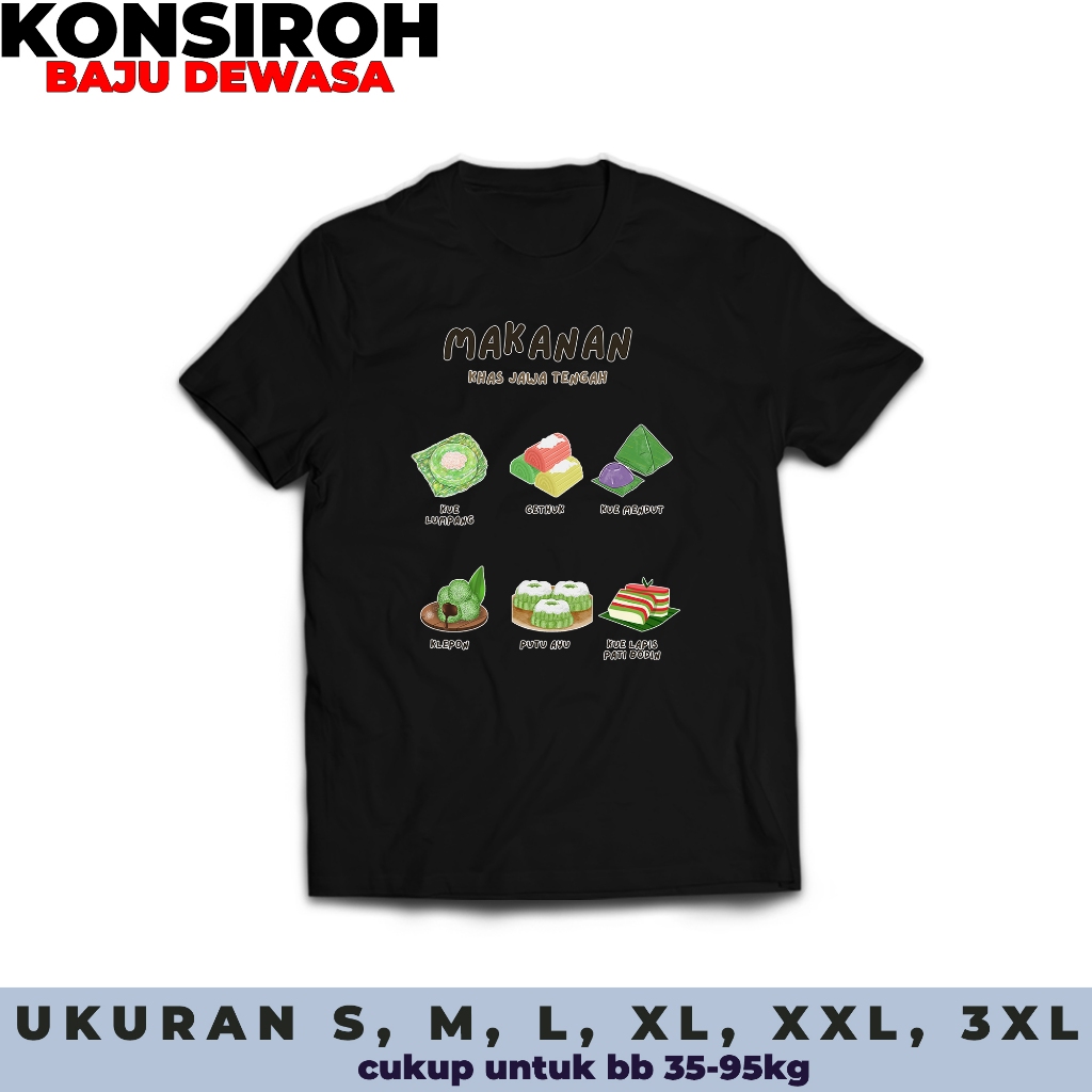 KAOS MAKANAN KHAS JAWA TENGAH BAJU MAKANAN KHAS KAOS DEWASA UNTUK PRIA DAN WANITA