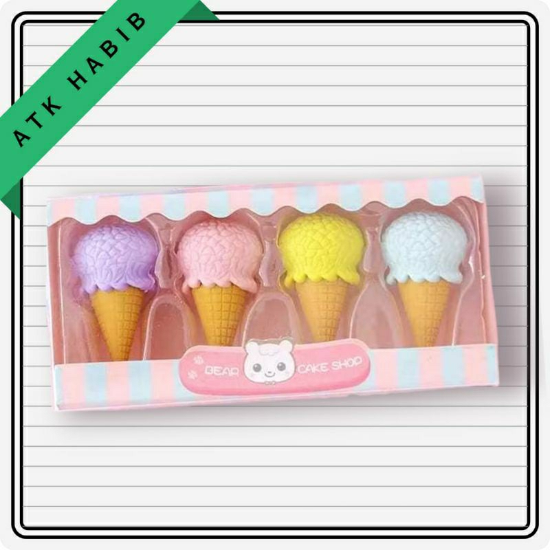 

Penghapus Pensil Model Ice Cream Set Isi 4 Lucu