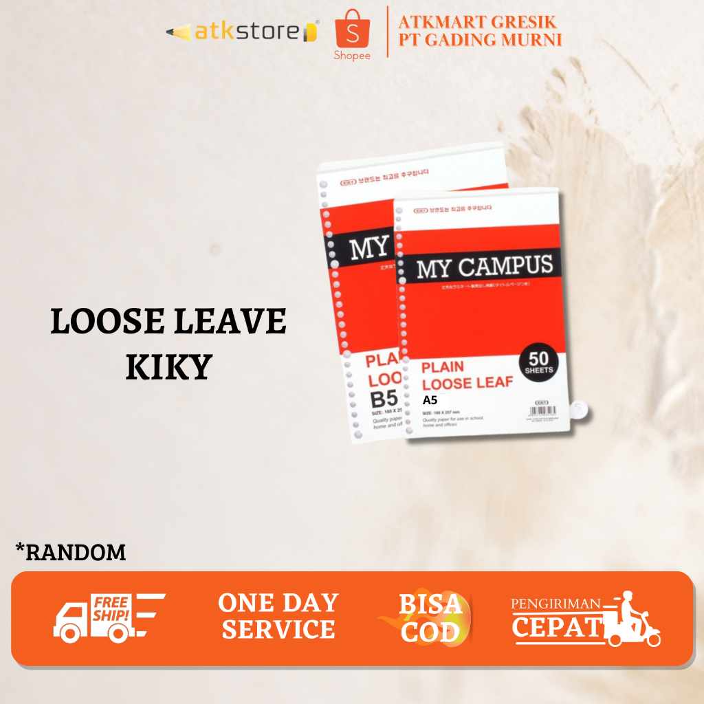 

LOOSE LEAF KIKY A5 & B5 - 50 SHEETS / LEMBAR