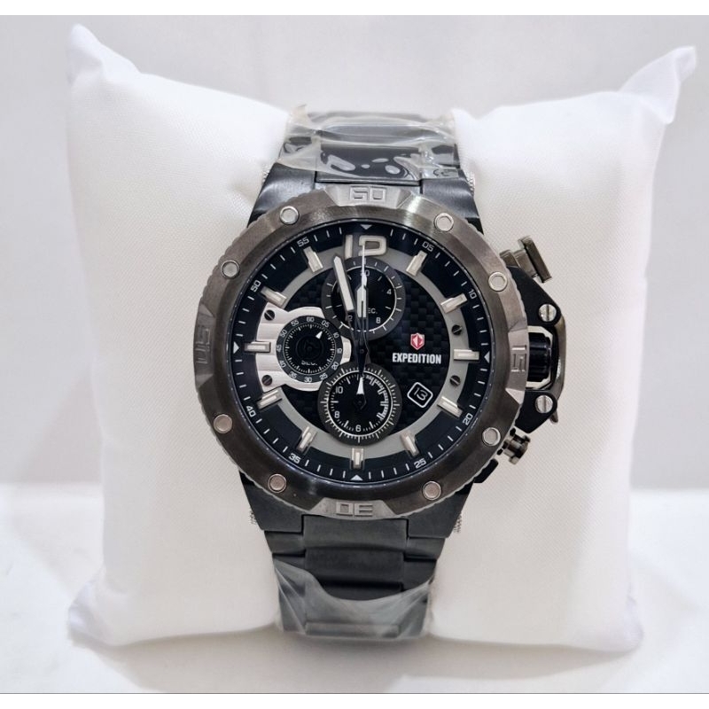 Expedition E6751M Chrono Black Jam Tangan Cowok Original