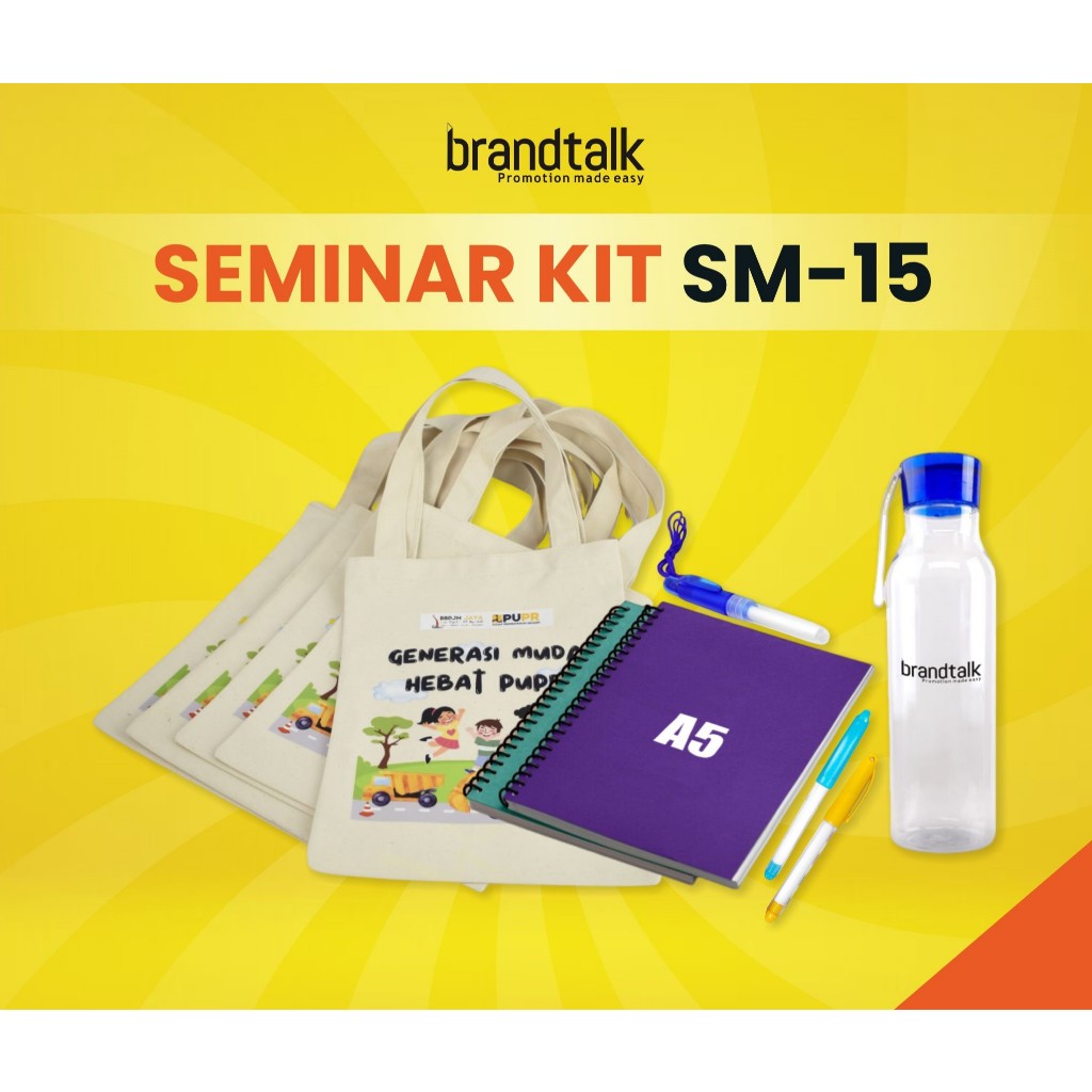 

Tas Belacu, Tumbler Colada, Notebook Spiral A5, Pulpen - Paket Custom Seminar Kit Isi 4 - SM15