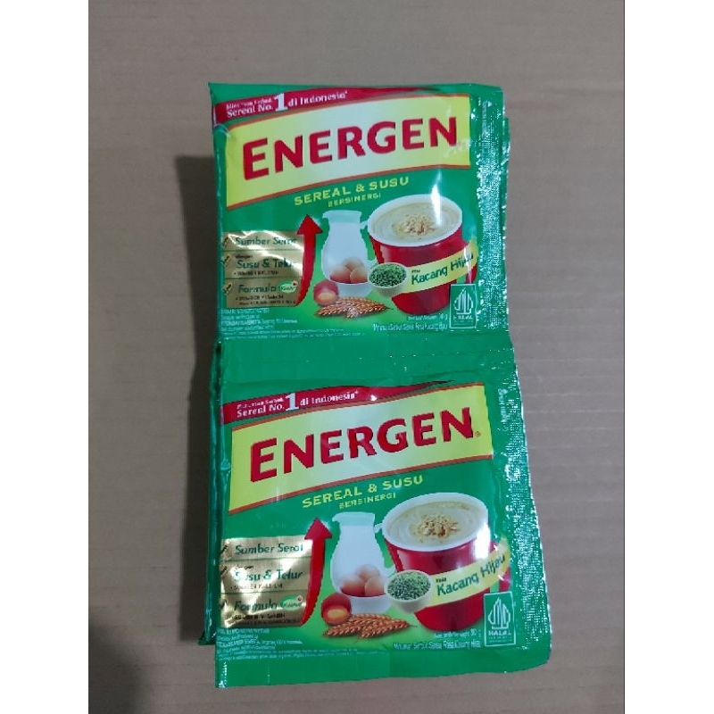 

ENERGEN Sereal & Susu Bersinergi Rasa kacang hijau 30gr(1renceng 10pcs)