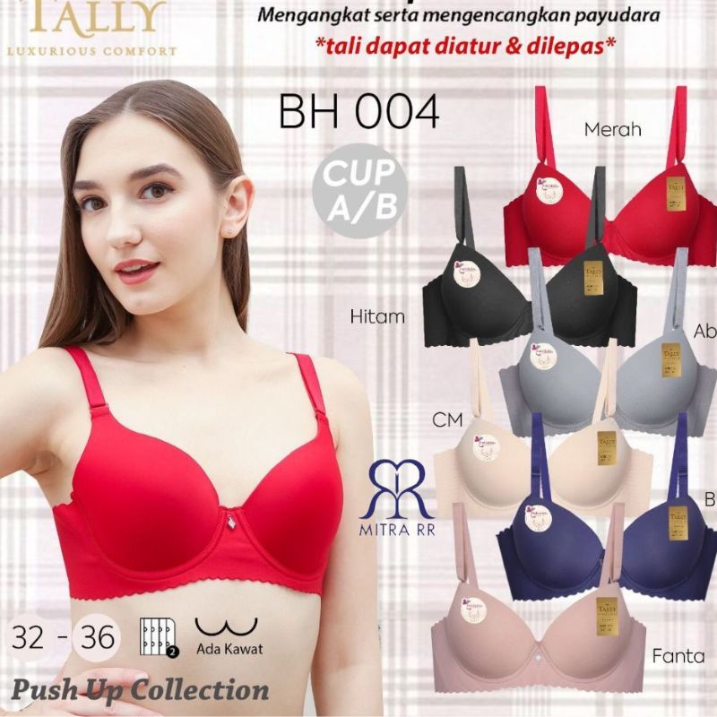 TALLY Bra Kawat Bahan Seamless Busa Tebal Cup A - B Kait 2 Double Push Up BH 004 | Tally 004 Bra Pus