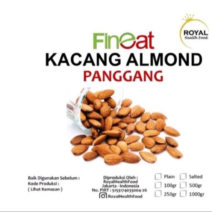 

Royal Roasted Plain Whole Almond Natural (Almond Panggang Tanpa Cangkang) 250 Gram