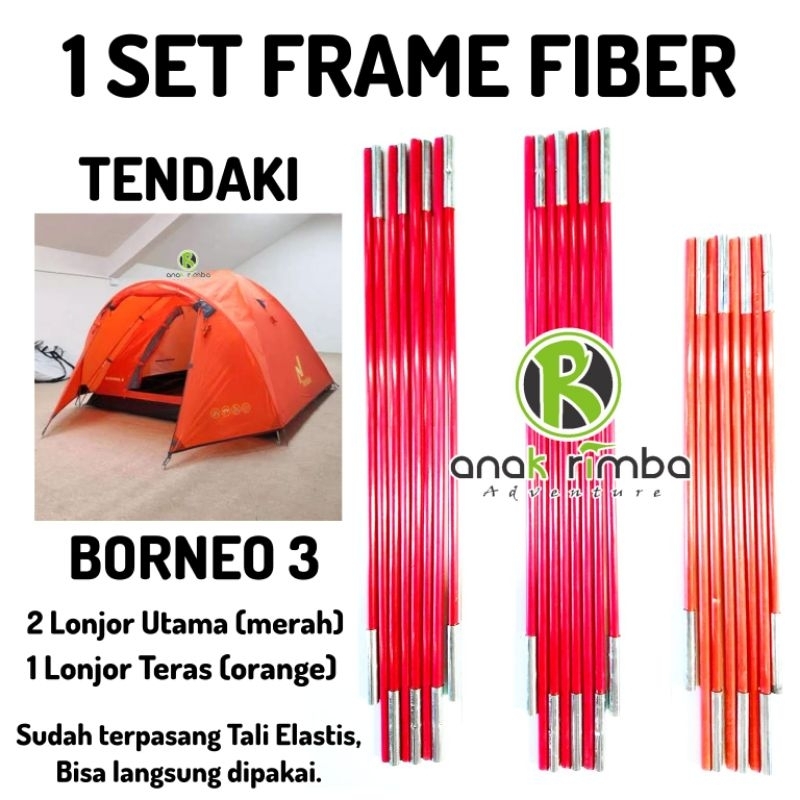 FRAME FIBER BORNEO 3 TENDAKI 1 SET KAPASITAS 3 ORANG