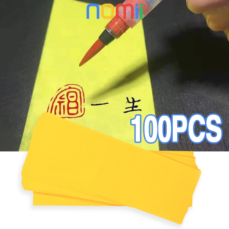 100buah Kertas Jimat Hu Lembaran Kuning Sembahyang Kertas Hu Ukuran 7x21cm Kuning