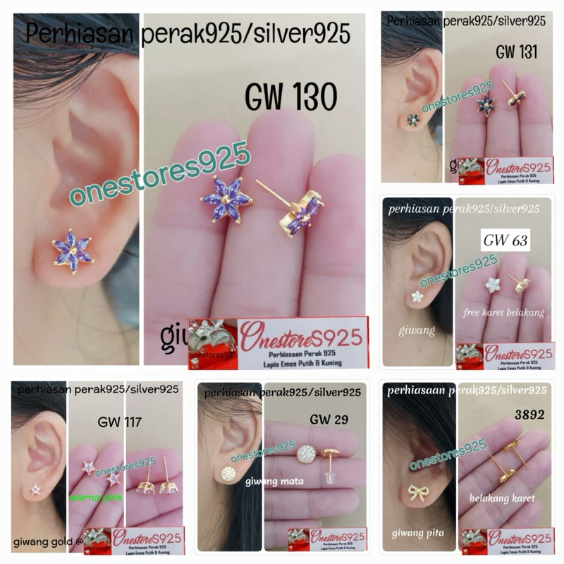 Giwang Model Model Perak 925 Asli Lapis Emas kuning
