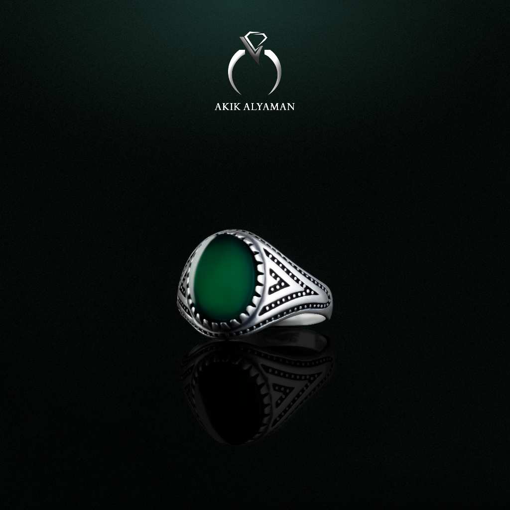 Cincin Batu akik Yaman Ahdhor dengan Ring Perak Original Yemen