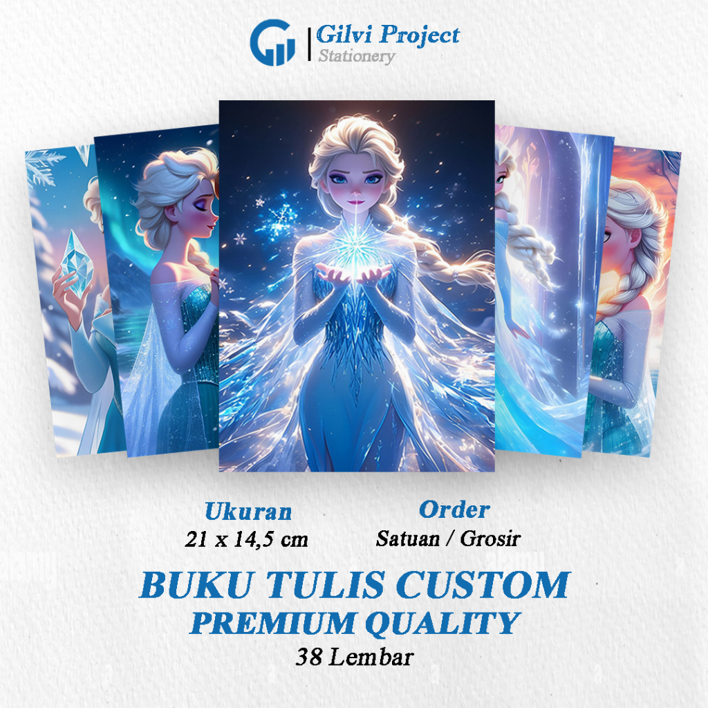 

Buku Tulis Sekolah Custom Tema FROZEN Bergaris 38 Lembar 1 Pak Isi 5 Buku/ Buku Tulis Anime/ Buku Aesthetic/ Buku Catatan