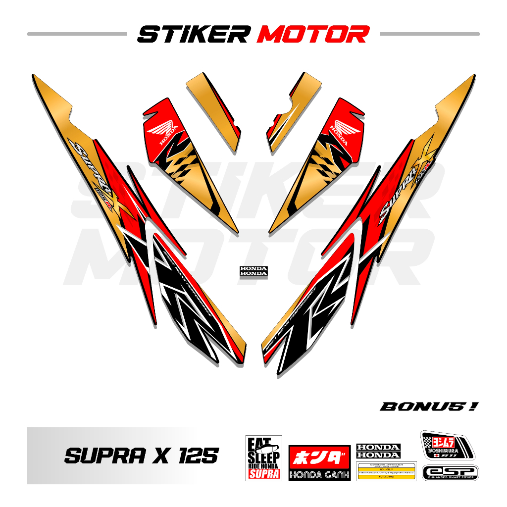 SP65 Striping Stiker Supra X 125 R 2010 Motif Ori Variasi Simpel Sticker Thai Style Wave 125 Concept