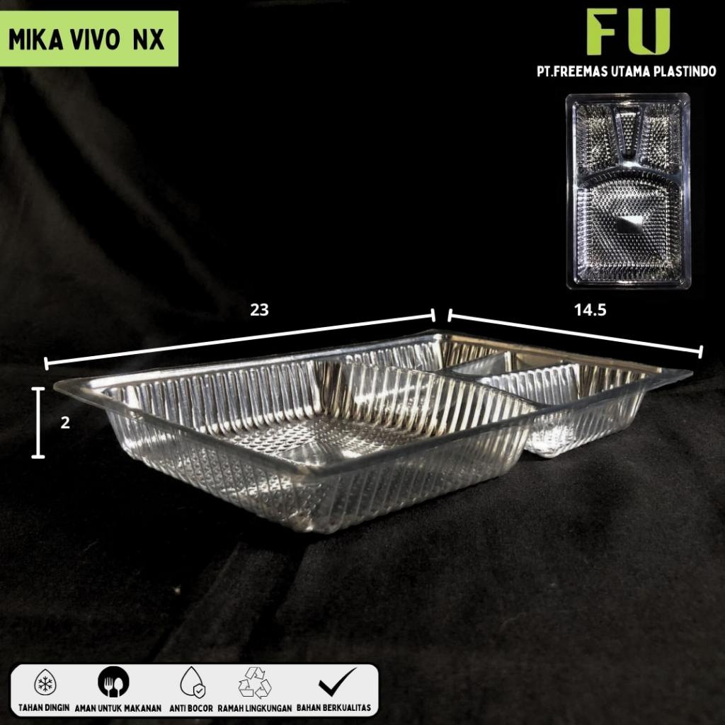 Mika VIVO NX / Mika 23x15 / Mika Persegi Panjang Sekat 4 / Mika Plastik Tebal @100 Pcs