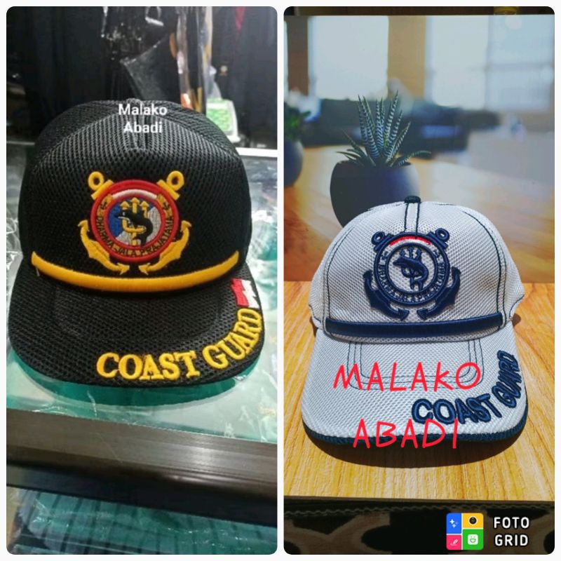 Topi full jaring perhubungan laut COAST GUARD logo + list + coast guard