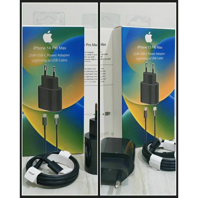 CHARGER CASAN 25WATT IPHONE 14 PRO MAX C TO LIGHTNING ORIGINAL FAST CHARGING USB C / KEPALA CASAN AD