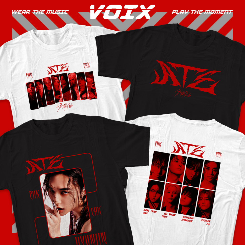 Kaos Kpop Stray Kids "ATE ; Chk Chk Boom" Tee - Bang Chan, Lee Know, Changbin, Hyunjin, Han, Felix, 