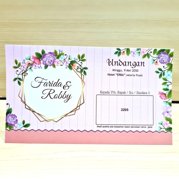 Cetak Undangan pernikahan murah warna pink, cetak undangan di medan murah