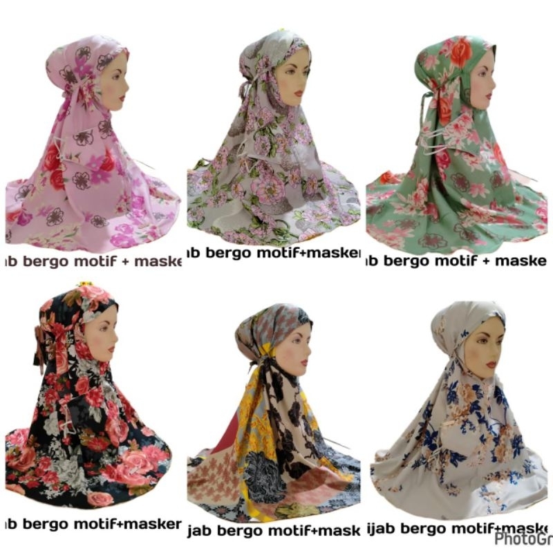 Hijab bergo motif/Hijab bergo maxmara/hijab bergo tali