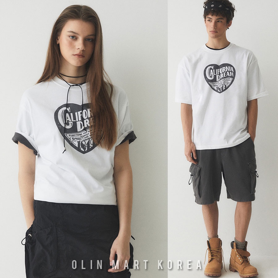 WHO.A.U Heart Stamp T-shirt #Ivory