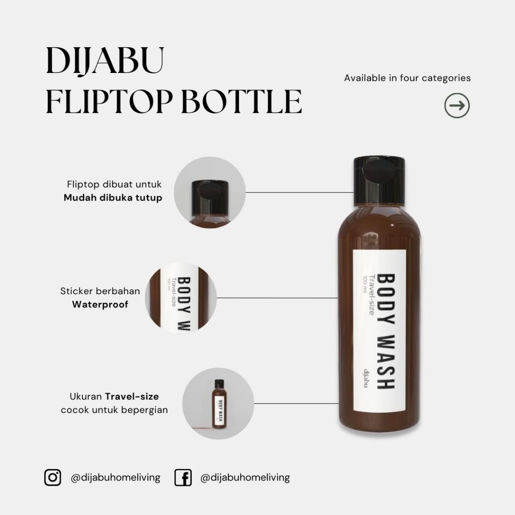 Botol Travel Size Amber Fliptop Estetik Wadah Skincare Sabun 100ml