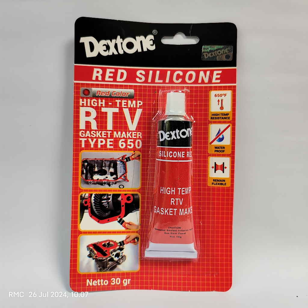 Dextone Lem Besi Red Silicone 30 Gram Lem Tahan Panas Lem Mesin