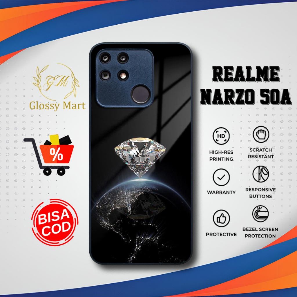 Case Realme Narzo 50A Terbaru - Realme Narzo 50A - Motif Berlian - Bahan Hardcase Softcase Premium G