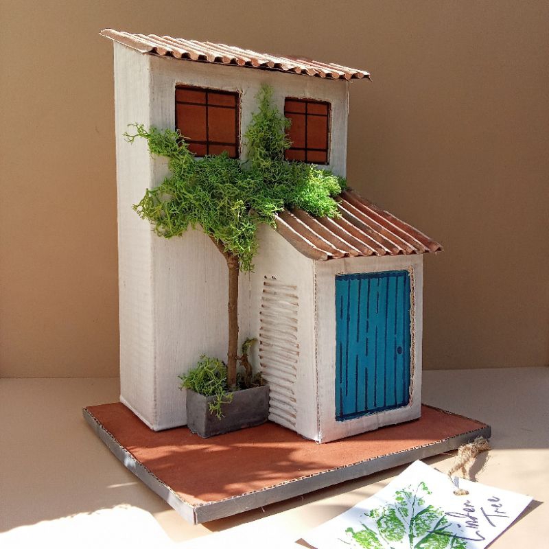 

miniatur rumah kardus aesthetic prakarya sekolah kerajinan tangan kardus