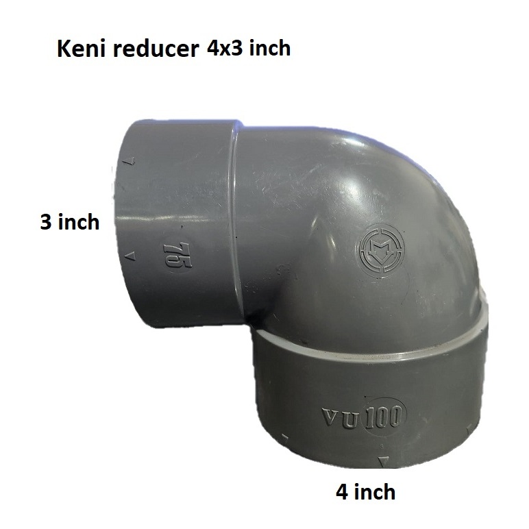 Keni elbow socket 90° L bow siku reducer increaser 90 derajat fitting pipa pvc abu bisa untuk semua 