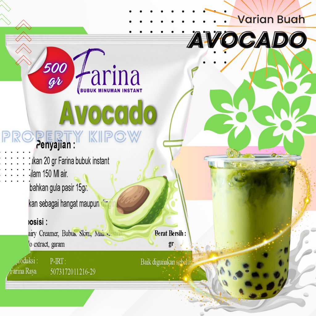 

FARINA Bubuk Minuman AVOCADO - FARINA Bubuk AVOCADO Plain 500gr