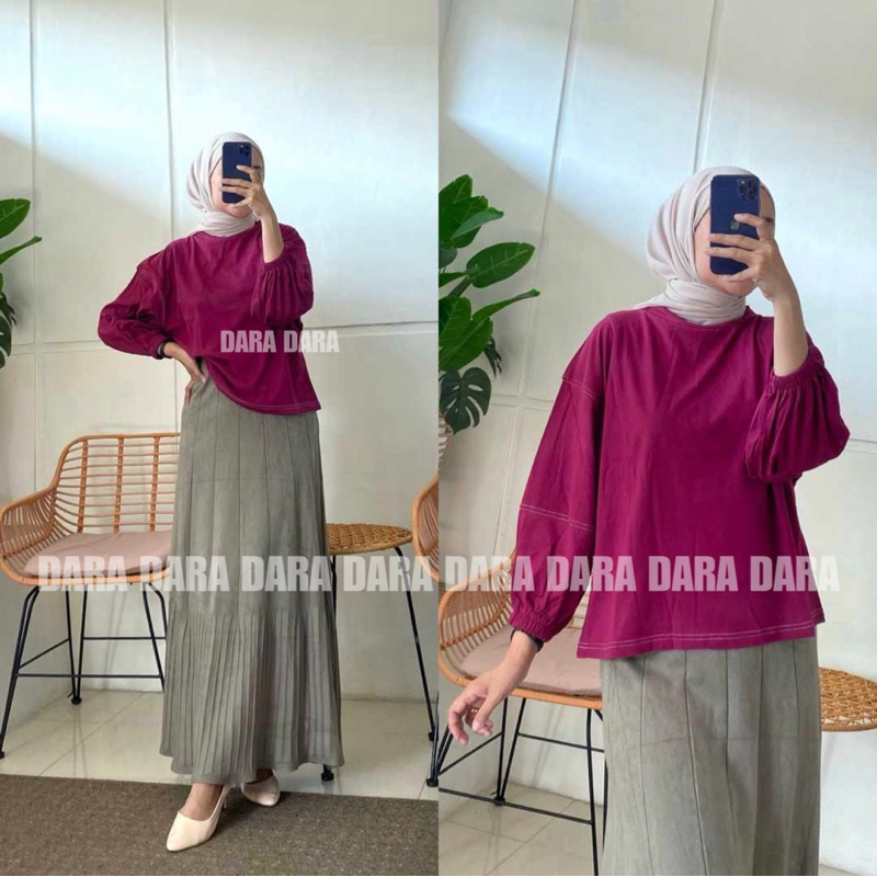 KAOS DARA - CROP KARET TANGAN SAMBUNG