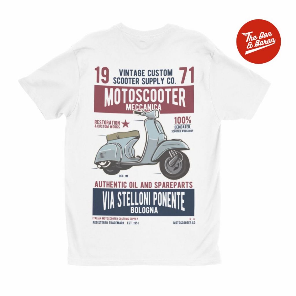 Kaos Vintage Motorcycle Classic Retro Scooter Club Bologna