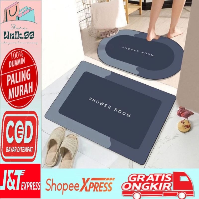 Keset Kamar Mandi Diatomite Karet Menyerap Air Cepat Kering Keset Kaki UNIK.99