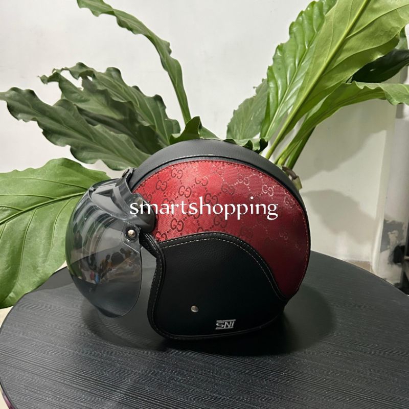 Helm Bogo kulit motif helm bogo wanita hijab cepol