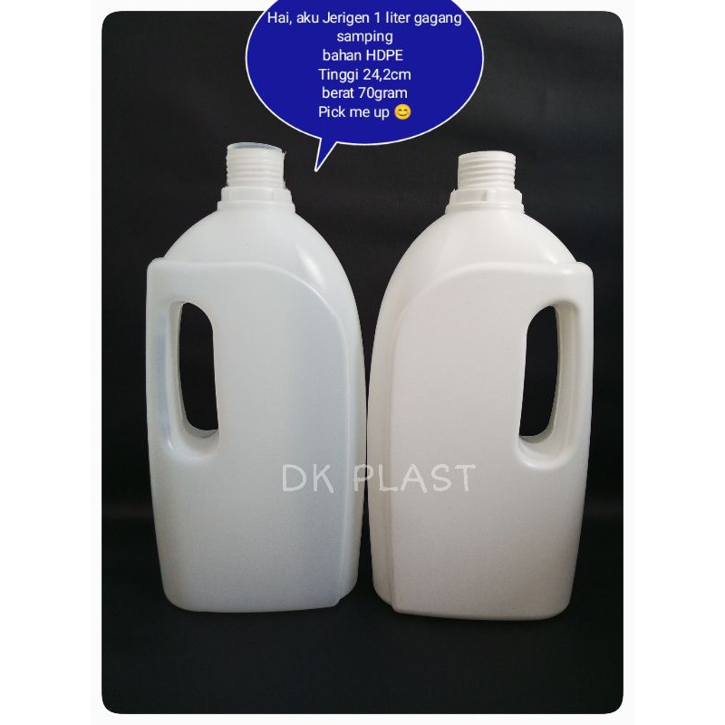 Jerigen 1liter gagang samping HDPE (isi 3pcs) BARU