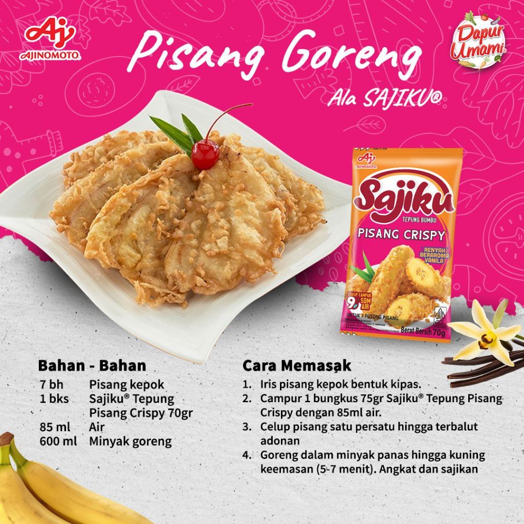 

PROMO 1PCS SAJIKU TEPUNG PISANG CRISPY 70Gr