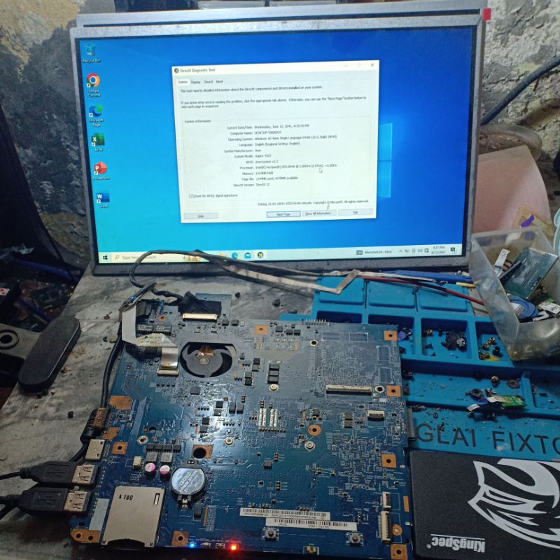 motherboard Acer 4352, 4743,4750,4752,4755 ram 2gb normal layak pakai