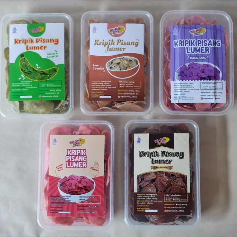 

PAKET 5 PCS / Kripik Keripik Pisang Coklat Lumer Box 500 ml / TRI JAYA SNACK