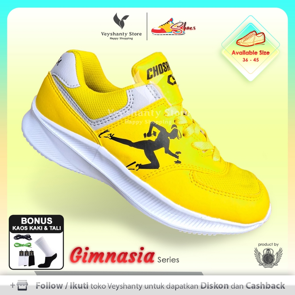 [VEYSHANTY] Sepatu Pria Wanita CS Gimnasia Premium Quality - Warna Kuning Hitam | Casual | Sport | F