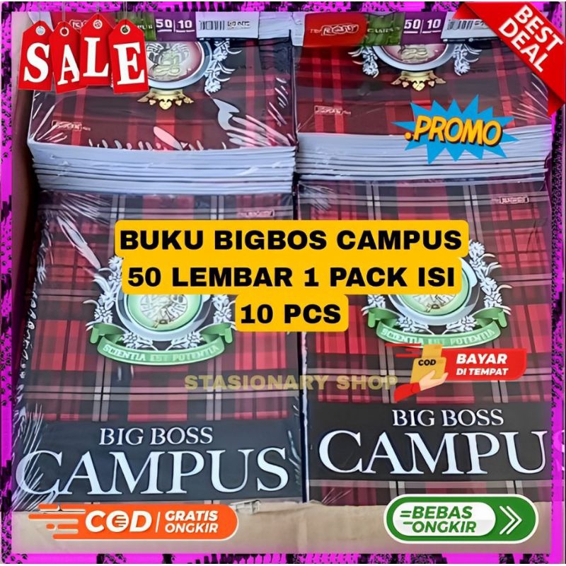 

Buku Tulis BIG BOSS CAMPUS 50 Lembar 1 Pack Isi 10 Pcs/Buku Tulis BIG BOSS 50 Lembar