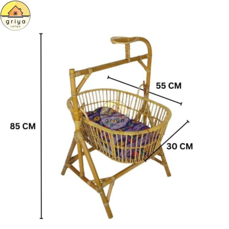 Ayunan Bayi Rotan Asli Free Kasur