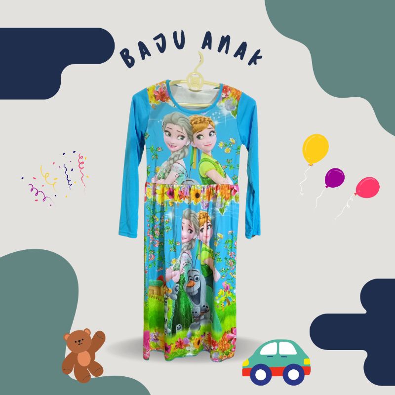 BAJU ANAK EX RAMAYANA MALL DRESS PANJANG FROZEN