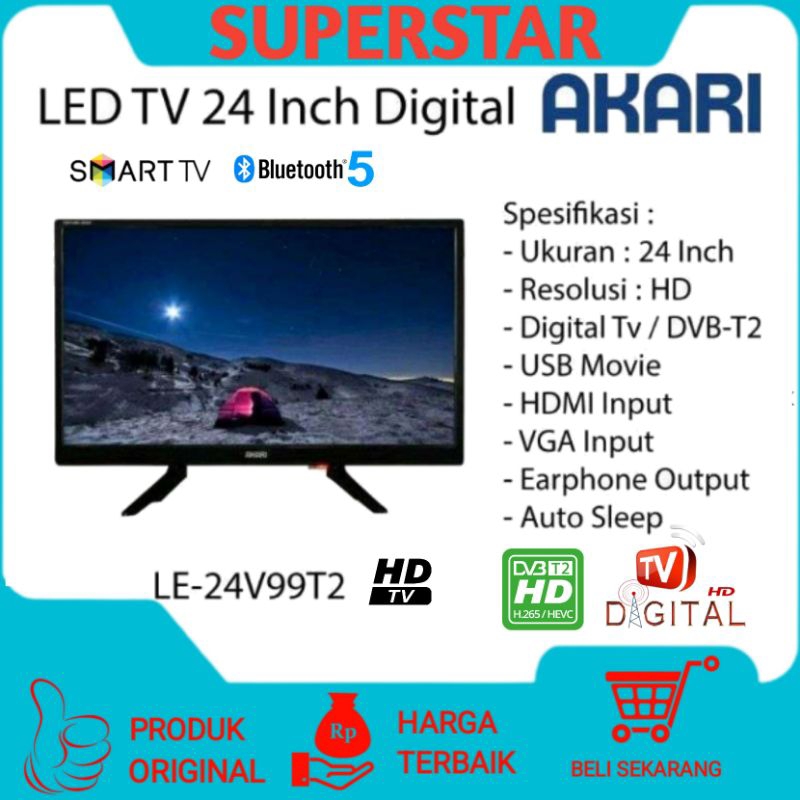 LED AKARI LE 24V99T2 Smart TV digital channel